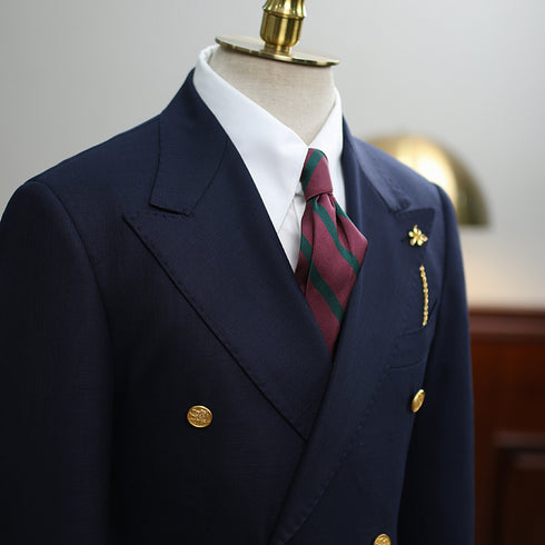 Navy Double-Breasted Wool Blazer – Inspired by Classic Men’s Suits Plus Size